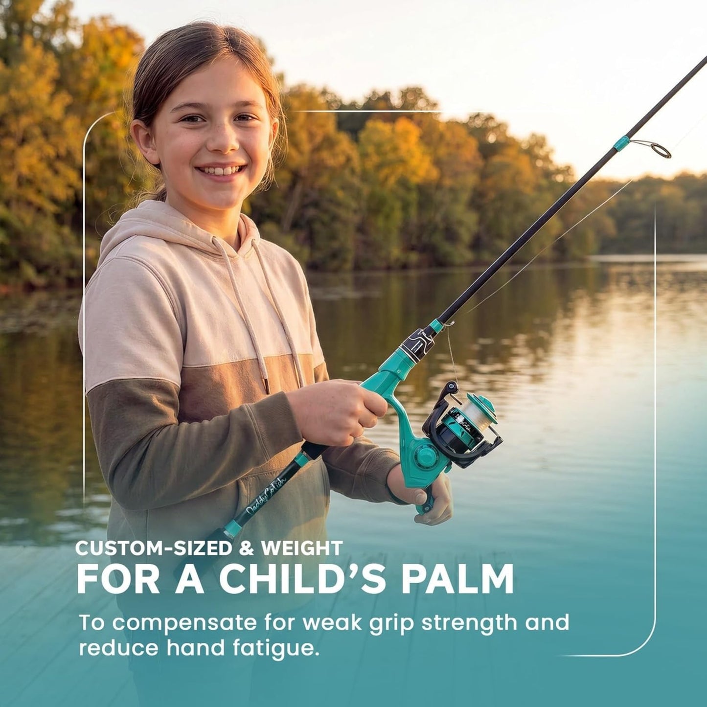 DaddyGoFish Mint Rod & Reel Combo Set with Tackle Box for Fishing DEMO