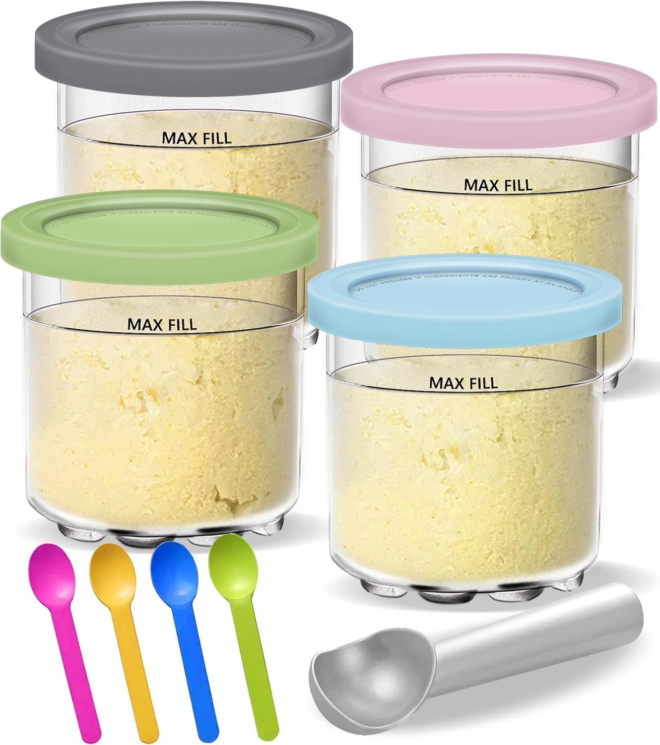 sopplea Reusable Container Sets Creamy Ice Cream Containers Cups Jars NEW