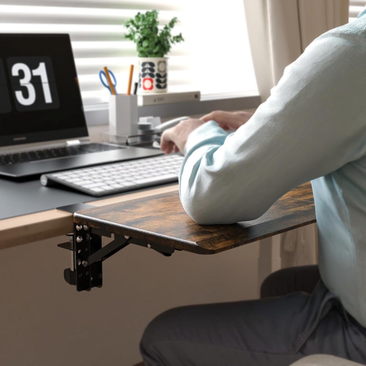 ETHU Large Foldable Walnut Keyboard Drawer Extender Tray 25.6"x11.4" Desk NEW