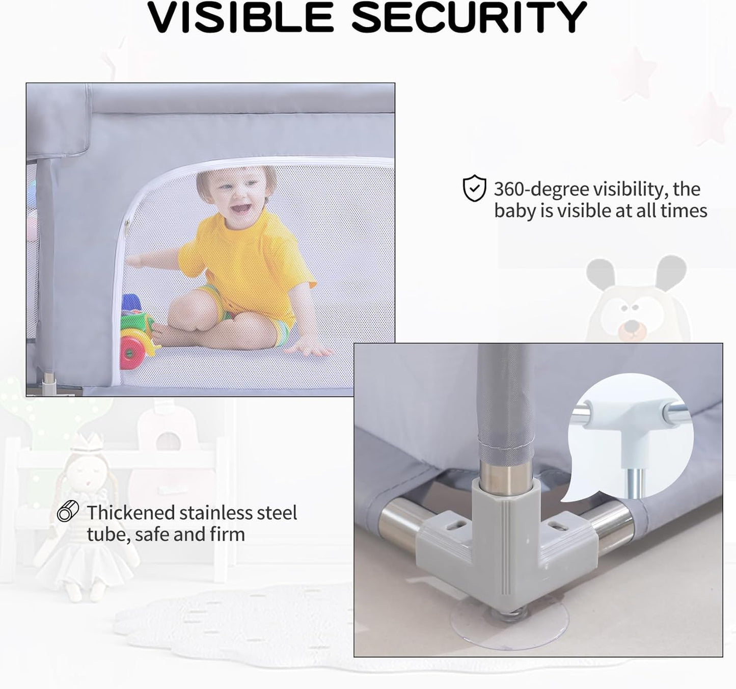 Infant Shining Large Playard Furniture Stainless Steel Gray Recreation Area NEW