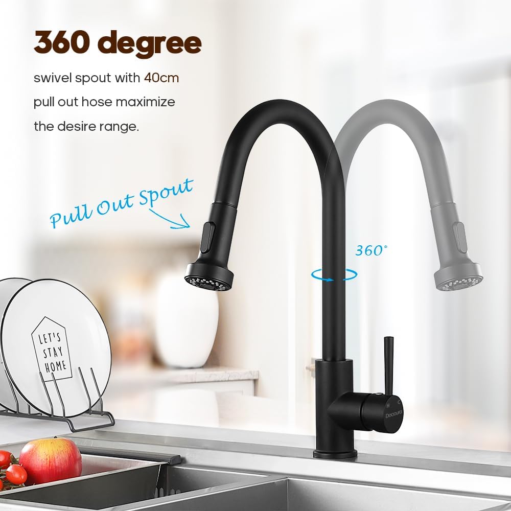 Decaura Touch On Kitchen Sink Taps 2-Mode Spray Basin Mixer Tap 360° Swivel NEW