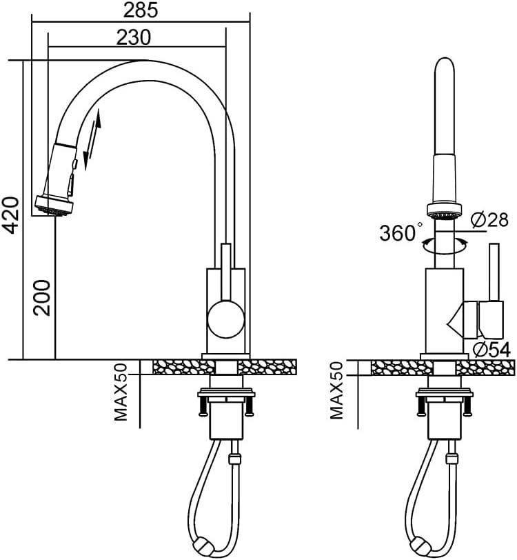 Decaura Touch On Kitchen Sink Taps 2-Mode Spray Basin Mixer Tap 360° Swivel NEW