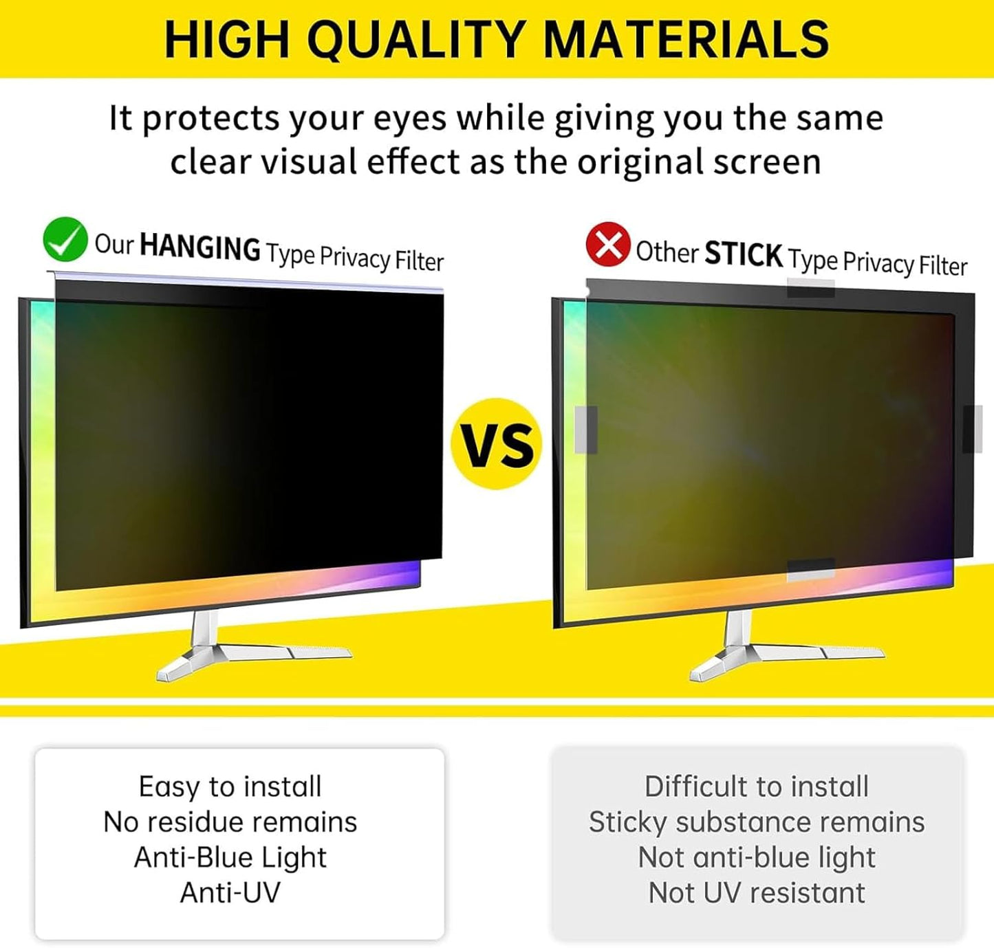 32 Inch Computer Monitor Screen Protector Anti Glare Removable Filter DEMO