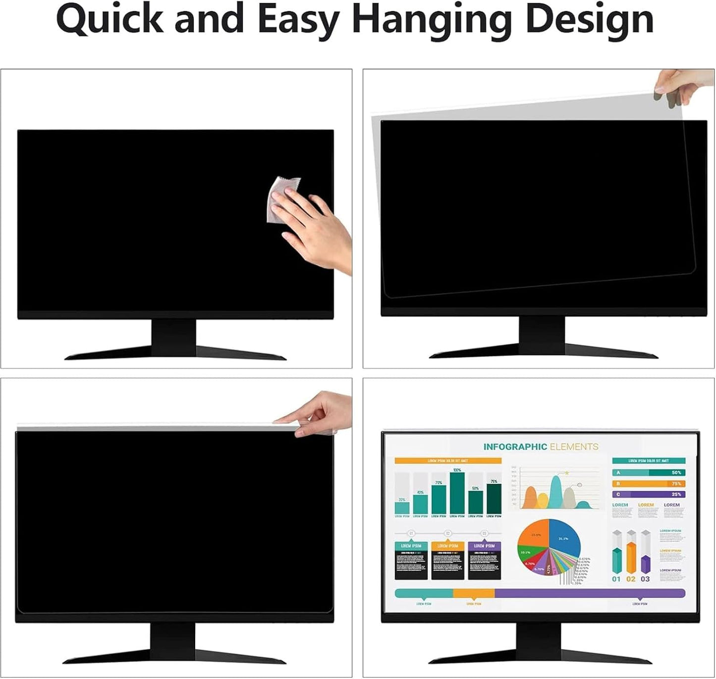 32 Inch Computer Monitor Screen Protector Anti Glare Removable Filter DEMO