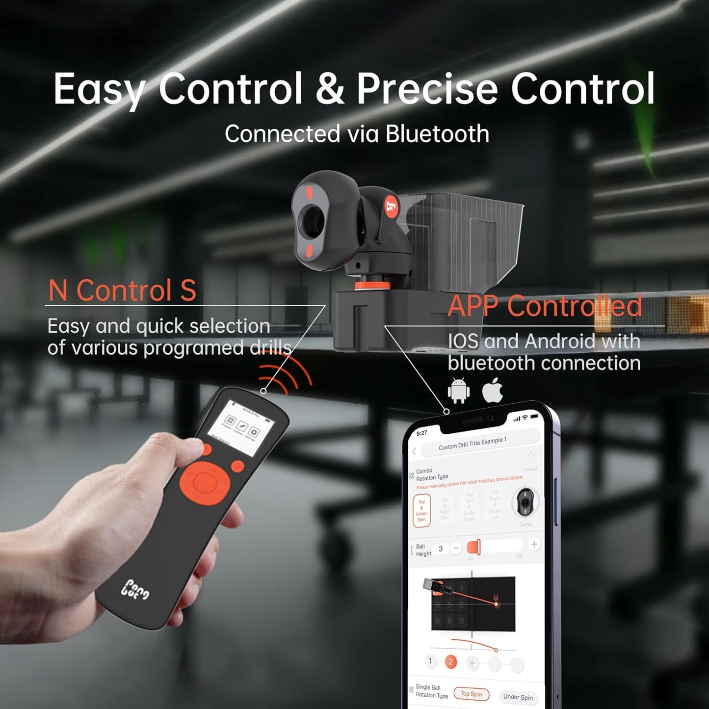 PONGBOT Automatic Ping Pong Ball Launcher - Robotic Table Tennis Robot, DEMO