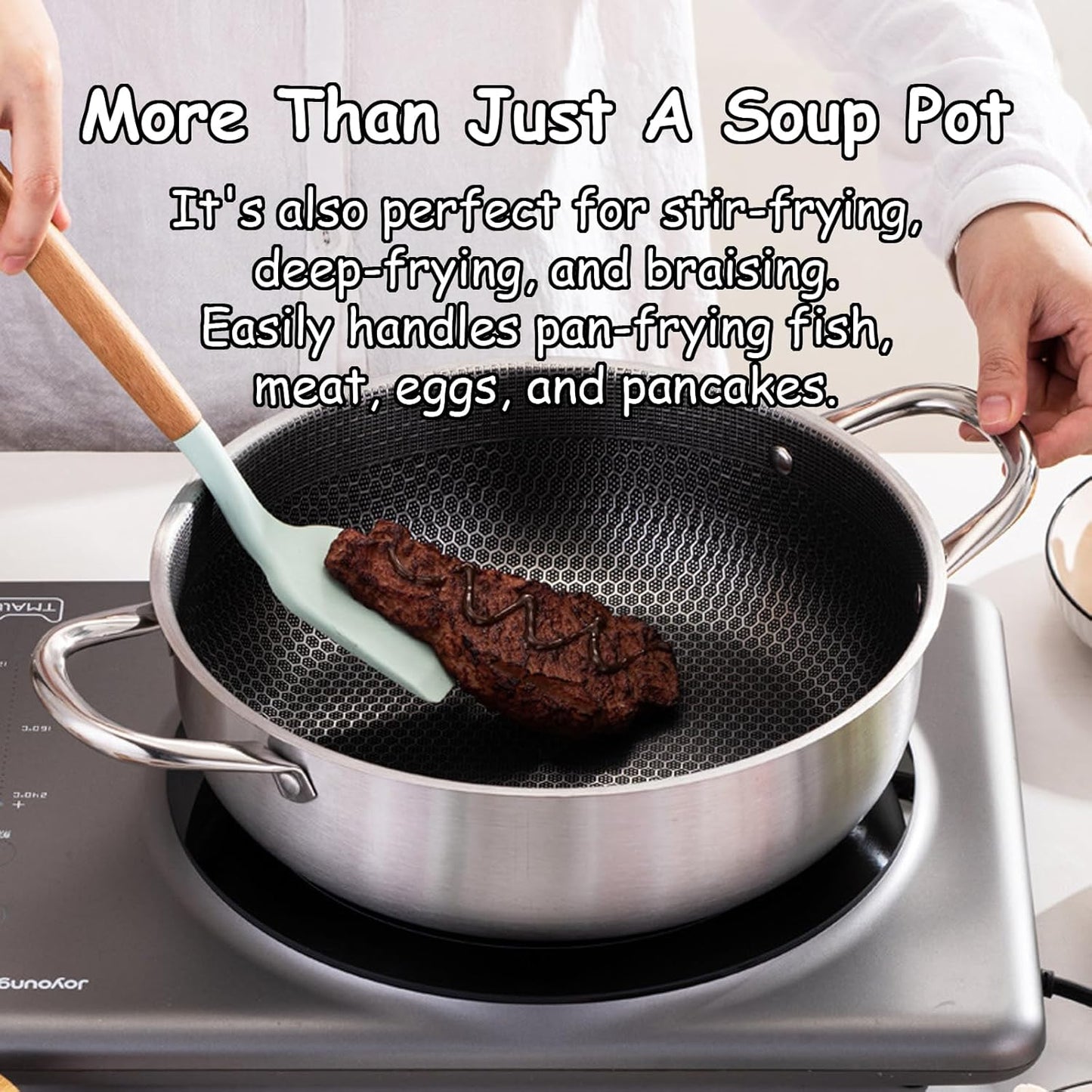 Taoluwin 30cm Saucepans Stainless Steel Saucepan with Honeycomb Non-Stick DEMO