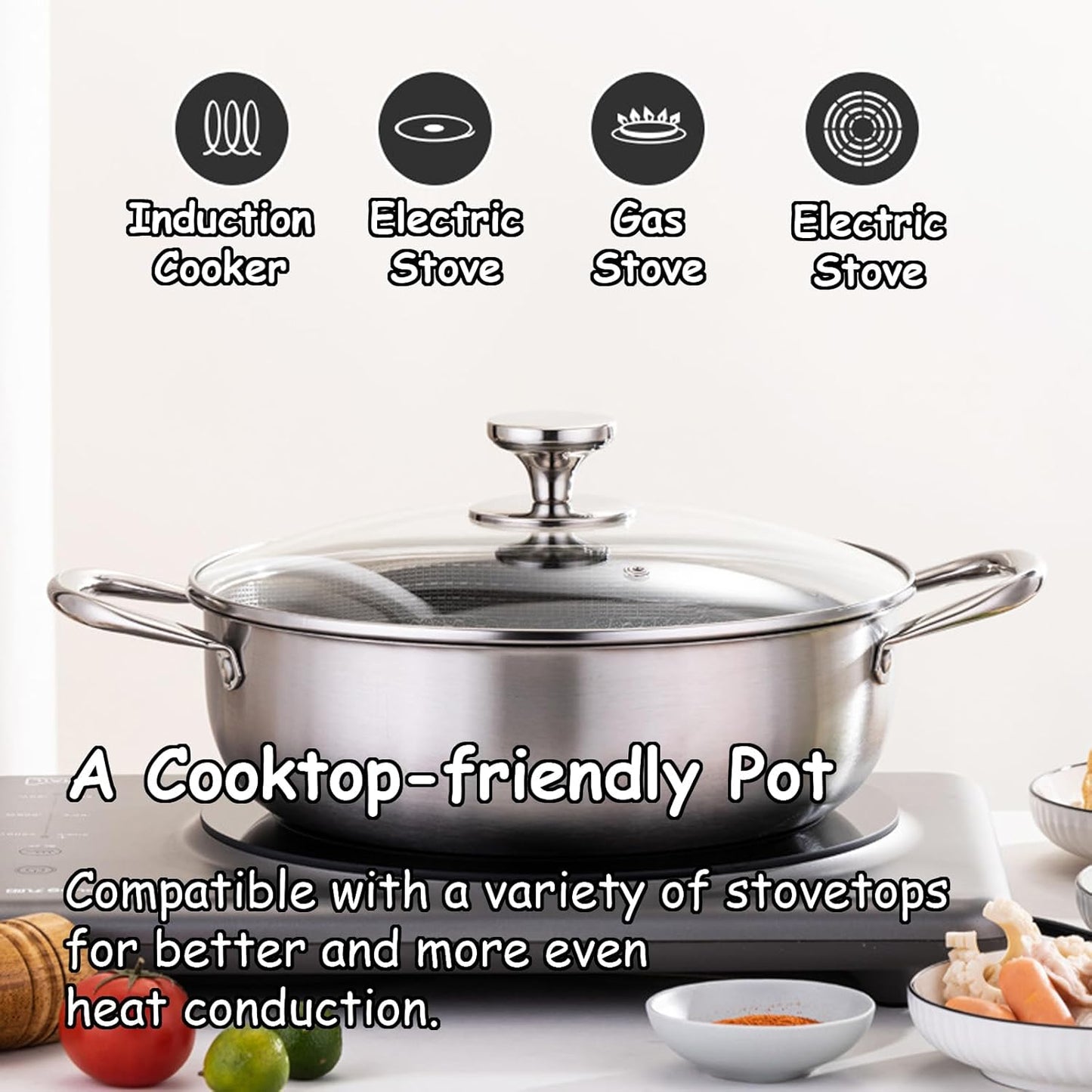 Taoluwin 30cm Saucepans Stainless Steel Saucepan with Honeycomb Non-Stick DEMO