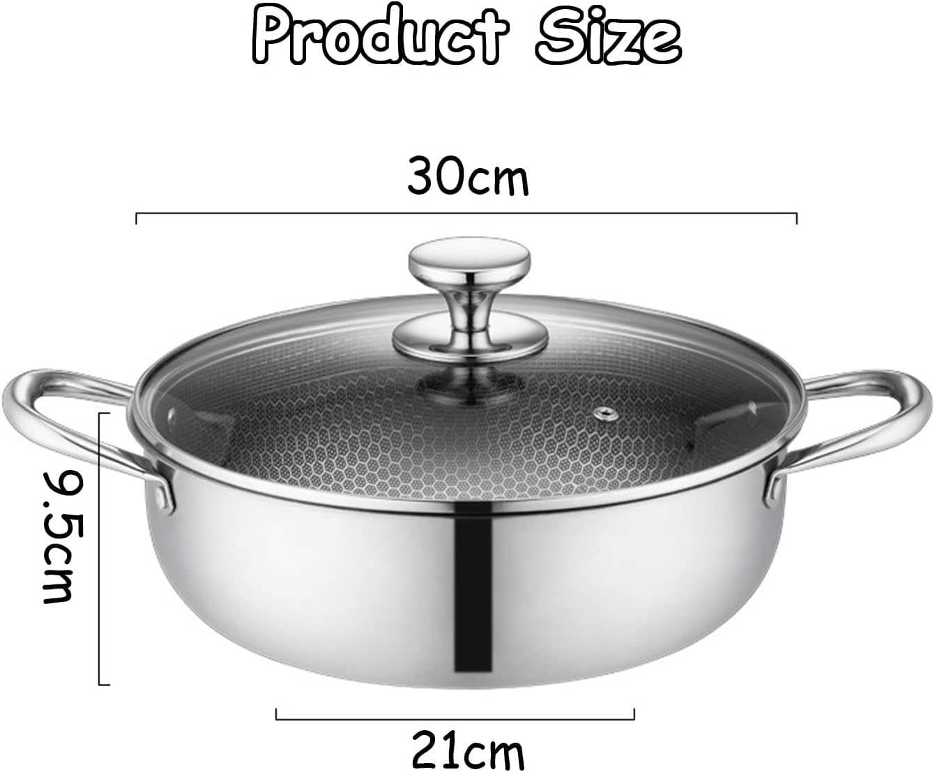 Taoluwin 30cm Saucepans Stainless Steel Saucepan with Honeycomb Non-Stick DEMO