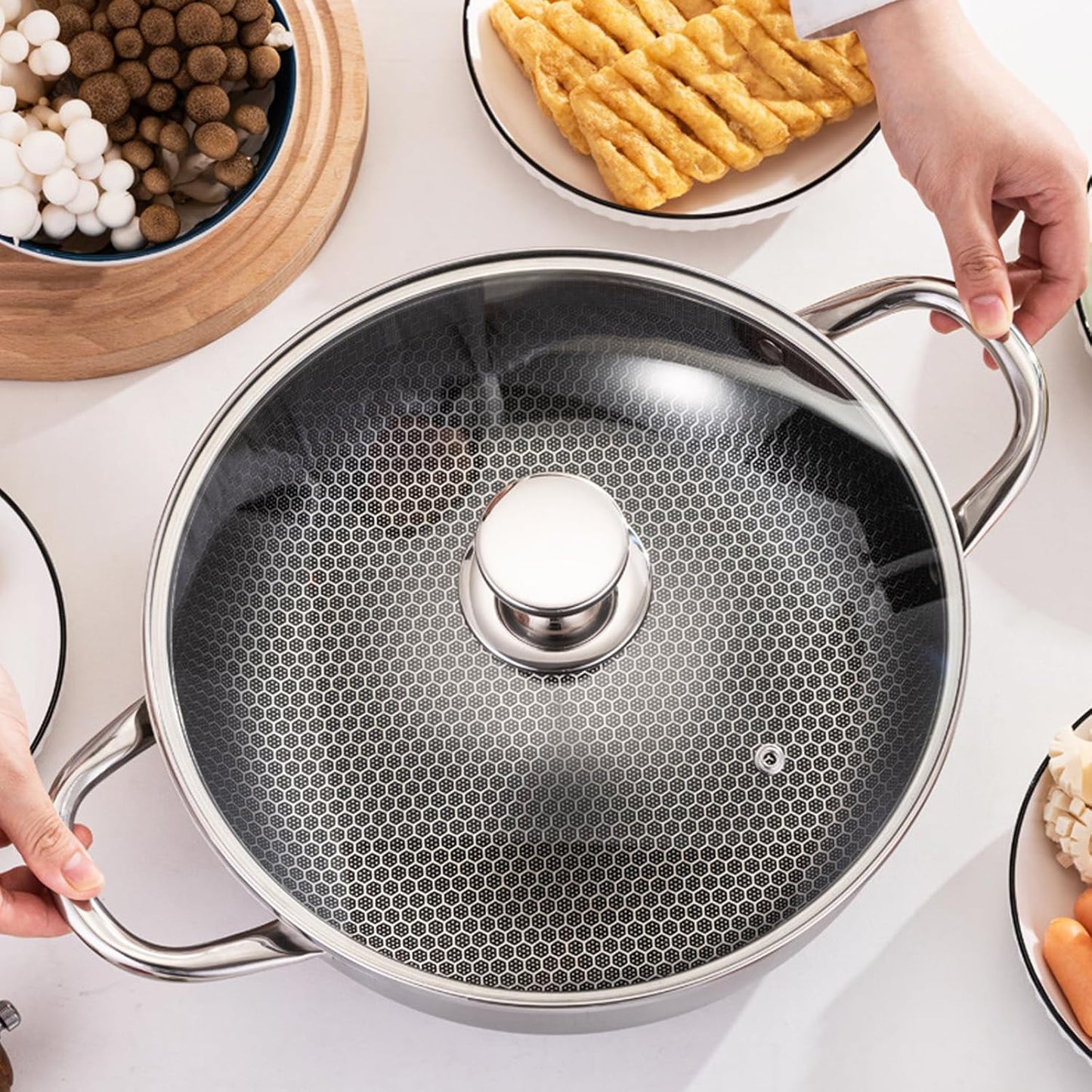 Taoluwin 30cm Saucepans Stainless Steel Saucepan with Honeycomb Non-Stick DEMO