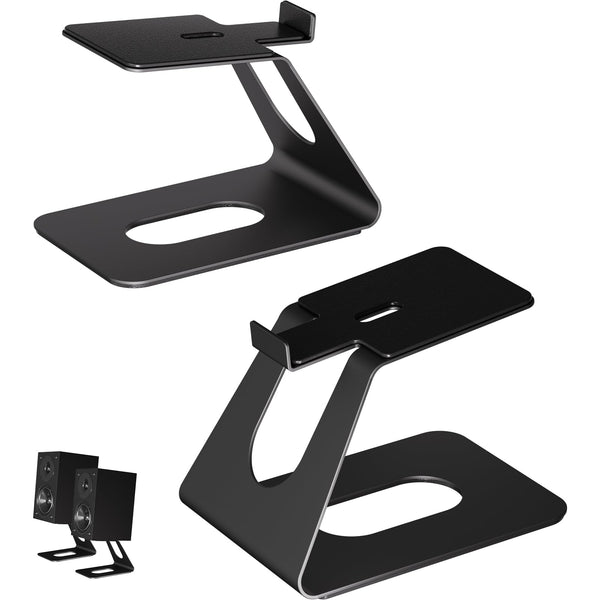BEWISER Black Metal Desktop Speaker Stands for 3-4 Inch Bookshelf Speakers DEMO