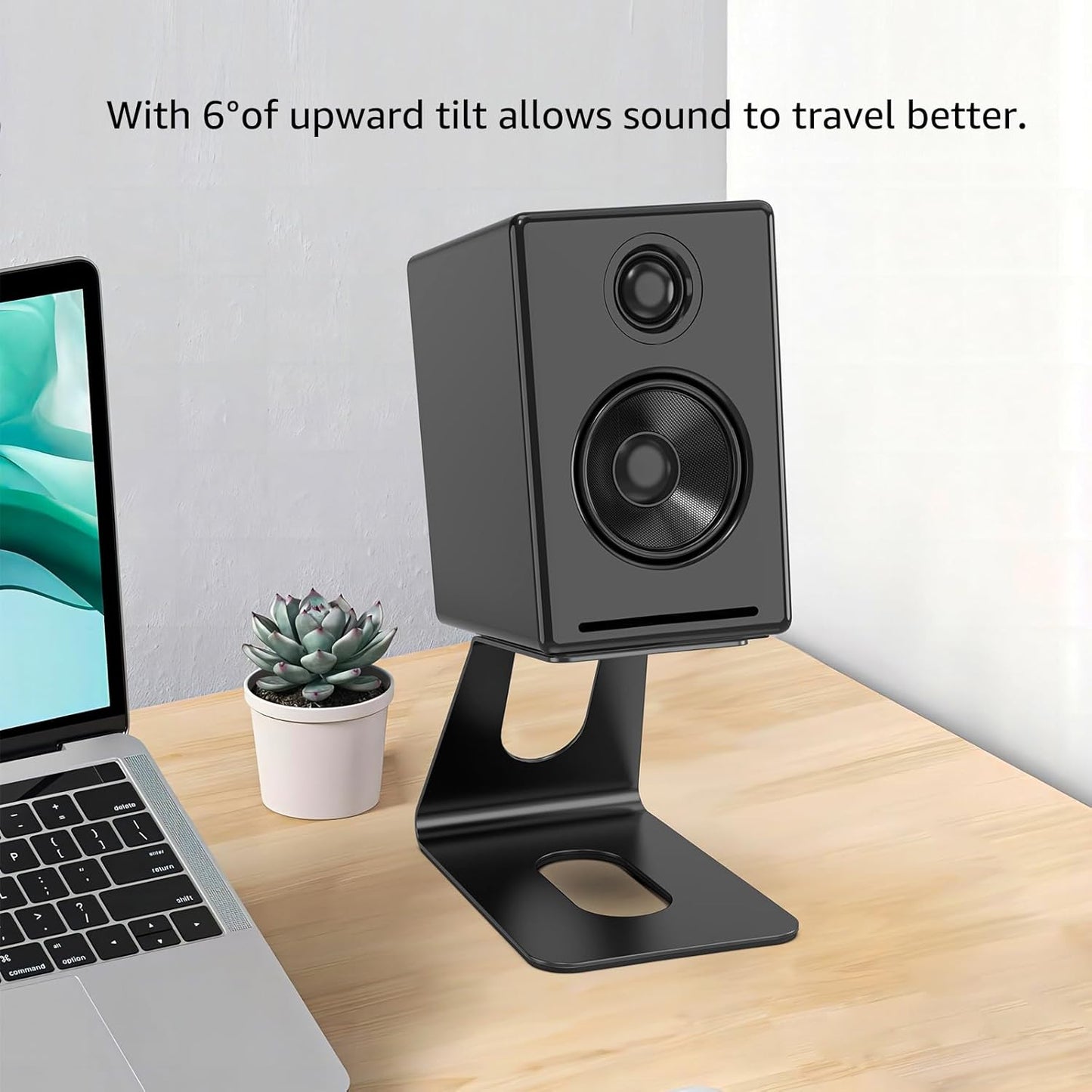 BEWISER Black Metal Desktop Speaker Stands for 3-4 Inch Bookshelf Speakers DEMO