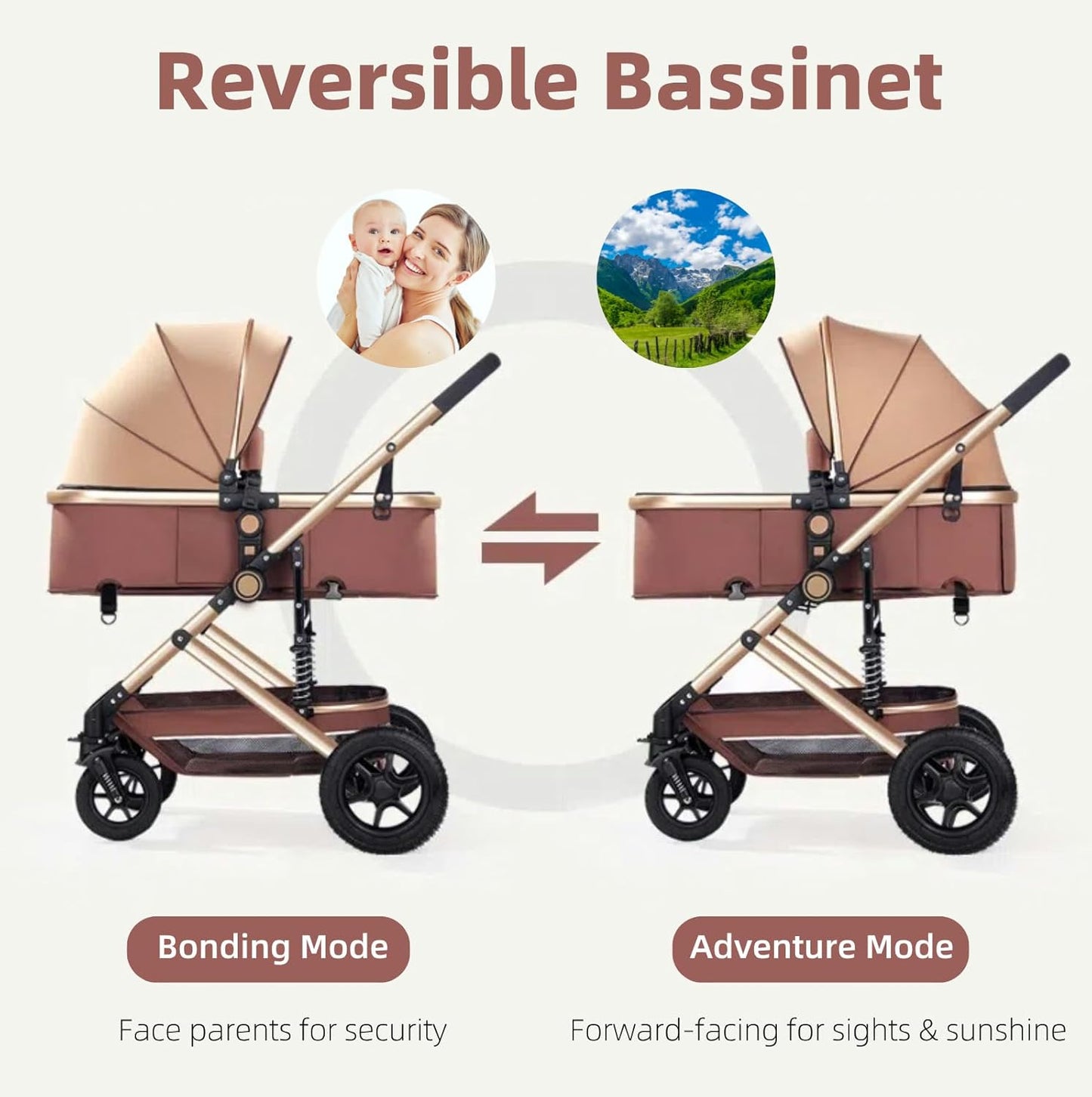 Gdaytao 3-in-1 Prams Convertible Baby Stroller Pram with Extra-Wide DEMO