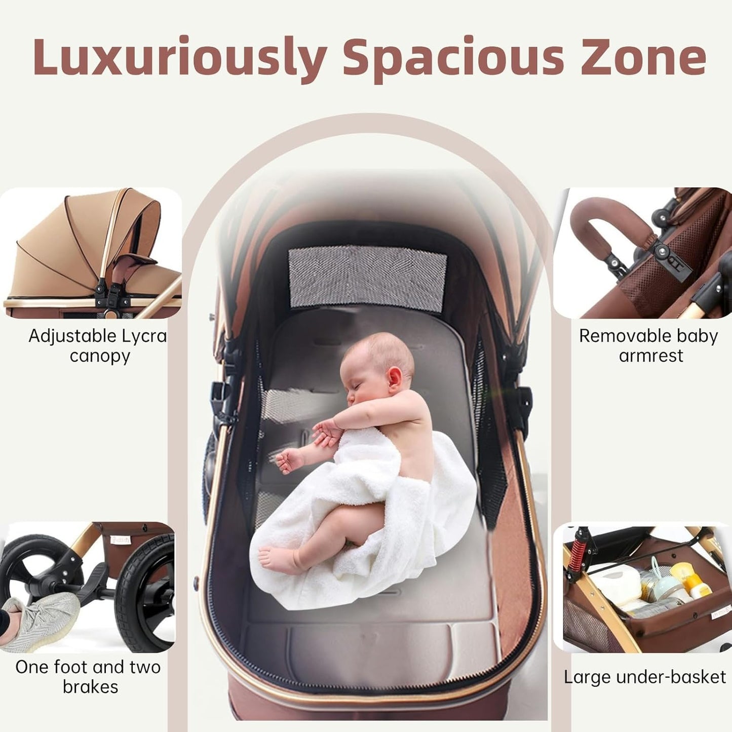 Gdaytao 3-in-1 Prams Convertible Baby Stroller Pram with Extra-Wide DEMO