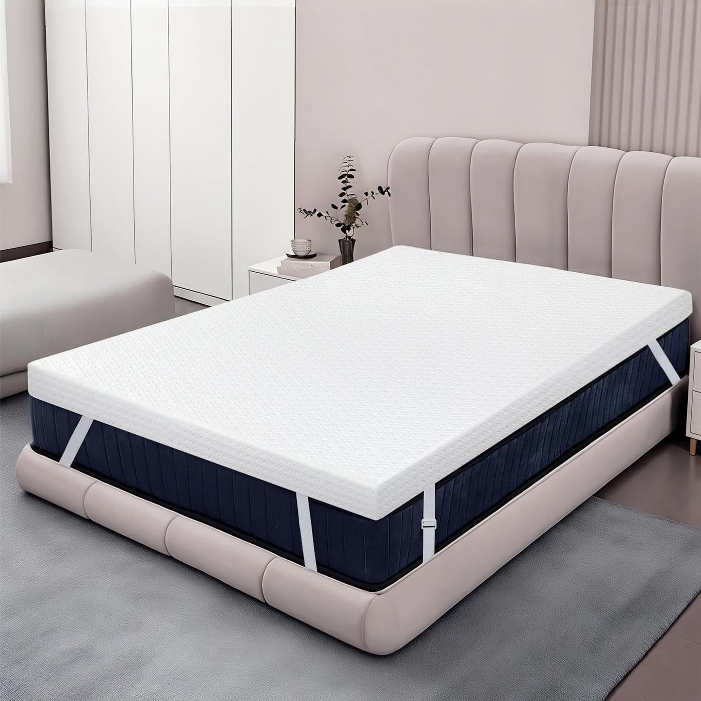 DREAMZ Single Mattress Topper Gel Bamboo Charcoal Memory Foam Blue White DEMO