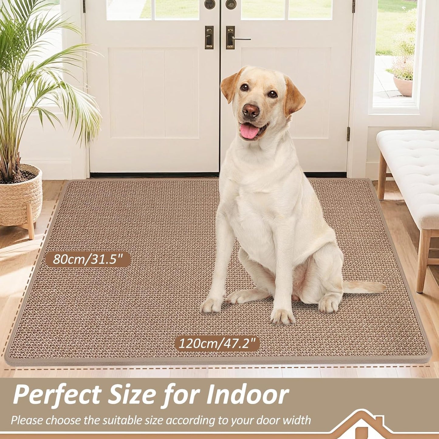 ROWIDE Non-Slip Doormats Washable Polypropylene Brown Doormat, 80 x 120 cm NEW
