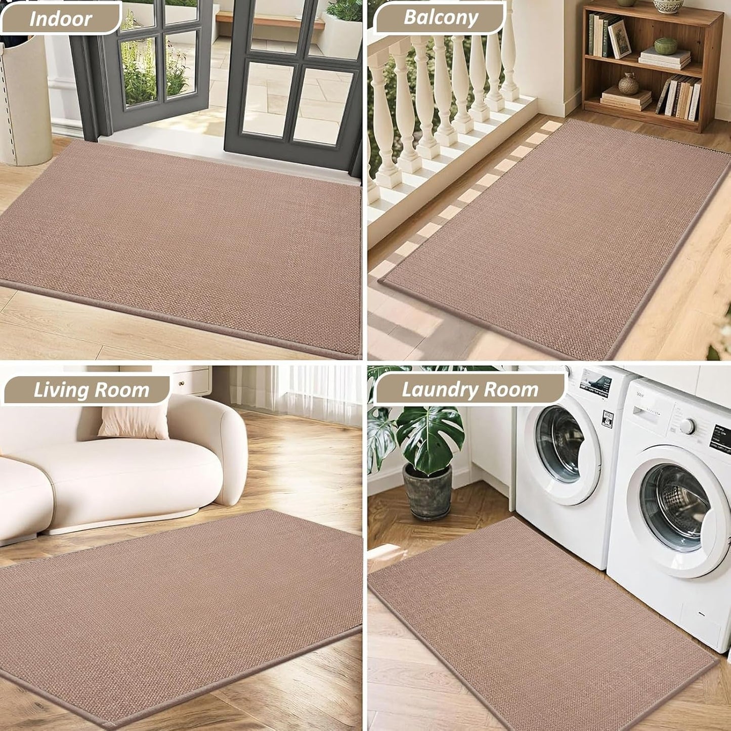 ROWIDE Non-Slip Doormats Washable Polypropylene Brown Doormat, 80 x 120 cm NEW