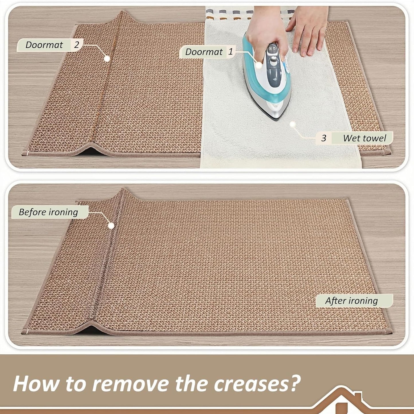 ROWIDE Non-Slip Doormats Washable Polypropylene Brown Doormat, 80 x 120 cm NEW