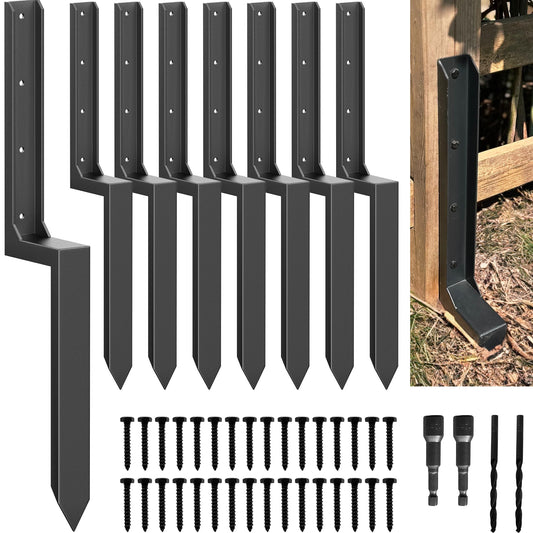 akingkong Thicker Steel Fence Post Repair Kit Ground Spikes Support Broken DEMO