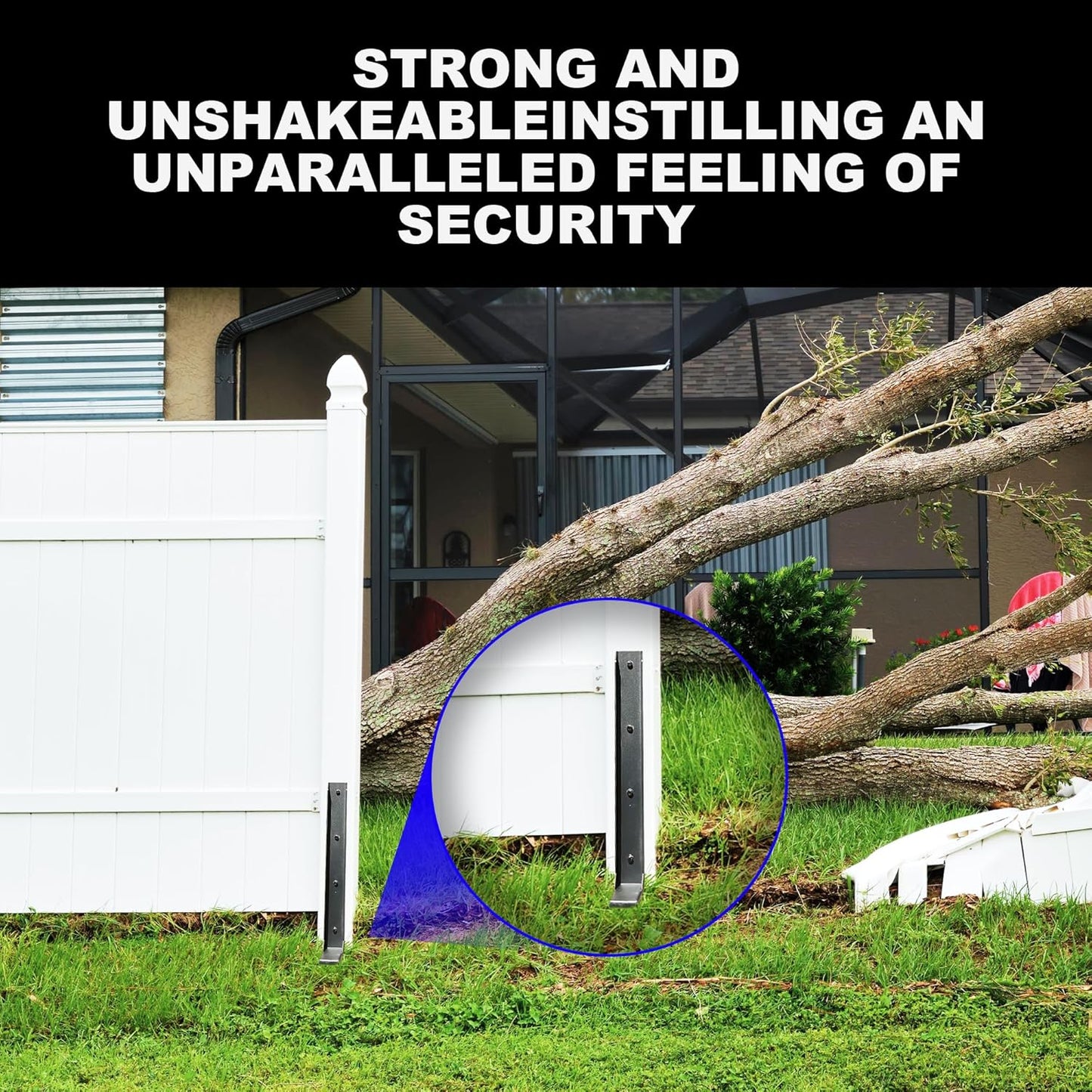 akingkong Thicker Steel Fence Post Repair Kit Ground Spikes Support Broken DEMO