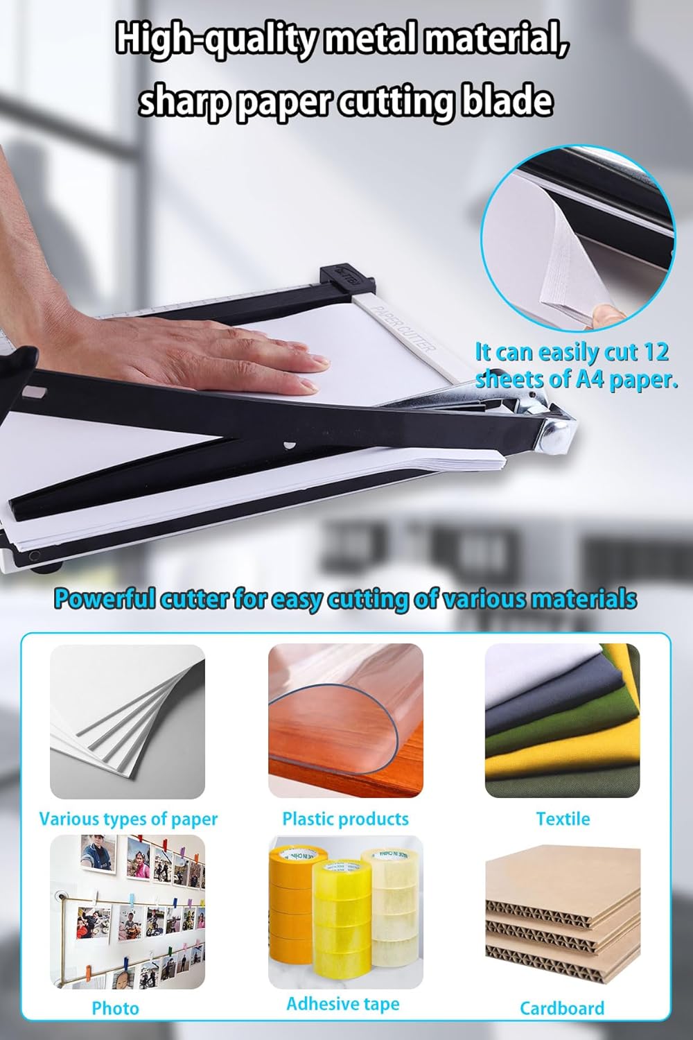 ZAOZAOLLND Heavy Duty A3 Paper Trimmer with Safety Guard, White, Precision DEMO