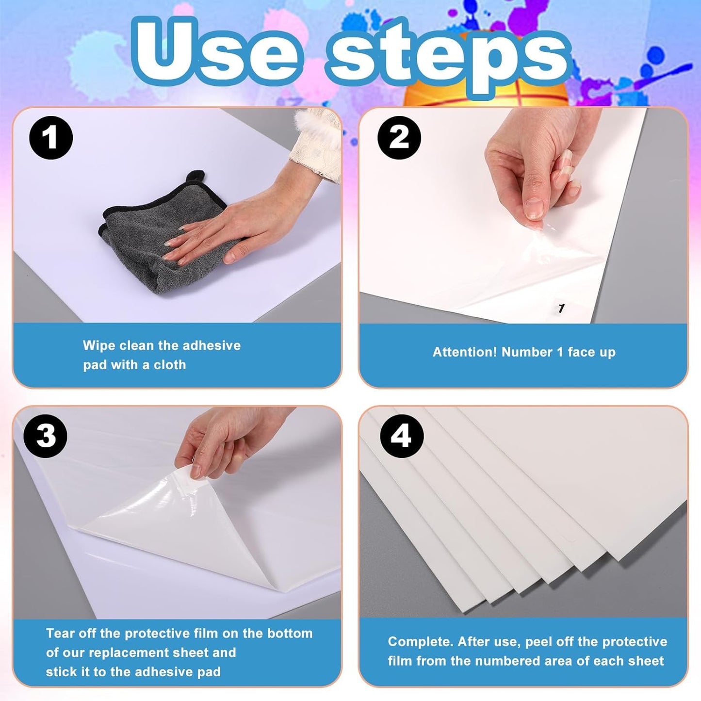 PEUTIER Sticky Adhesive Walk-Off Mat Replacement Transparent Size 45 x 38 cm NEW