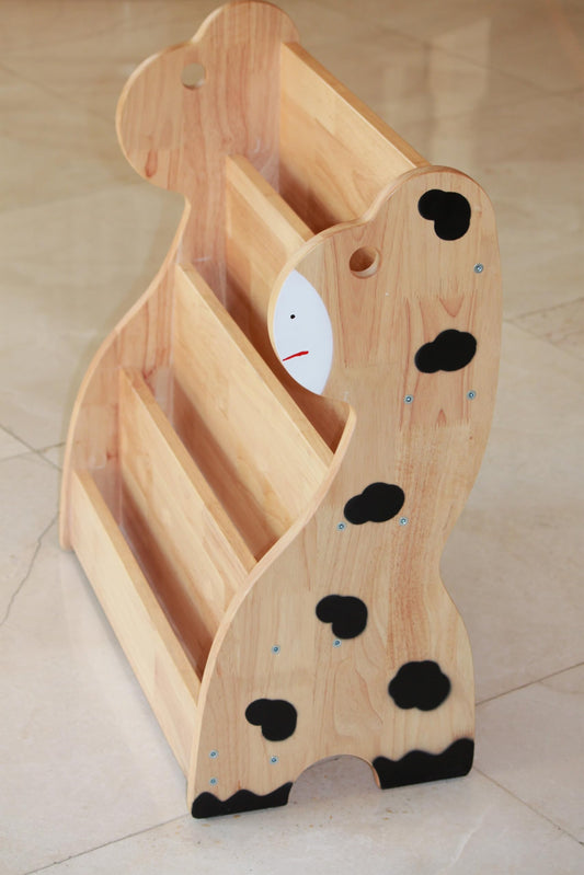 woJKod Medium Bookcases Wall-Mounted Wooden Bookshelf Cow Design Natural DEMO