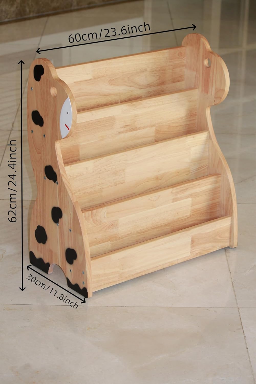 woJKod Medium Bookcases Wall-Mounted Wooden Bookshelf Cow Design Natural DEMO