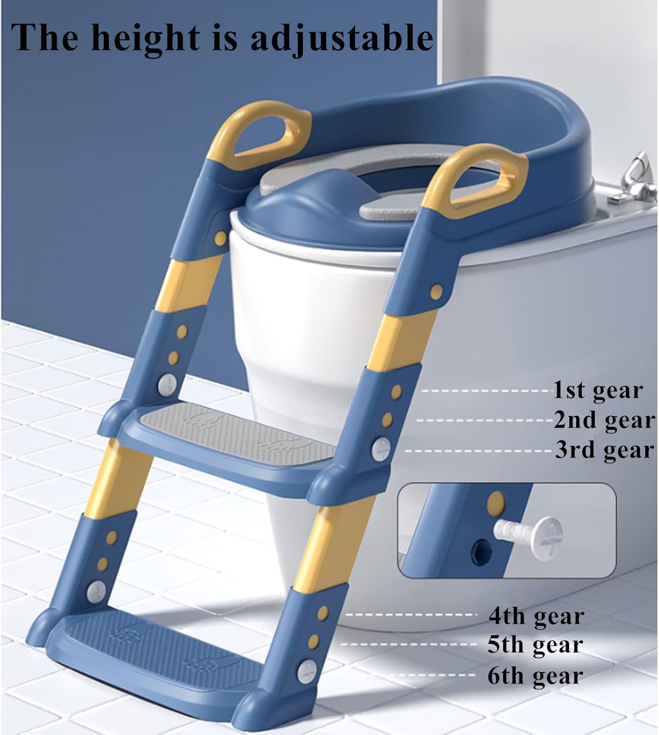 STEUGO Potty Seats Training Toilet Seat with Step Stool Ladder for Kids Blue NEW