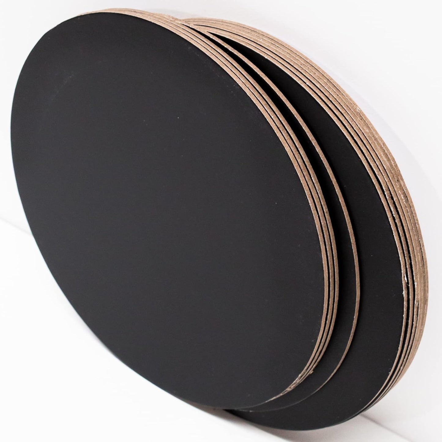 Deliciously Boxed 12-Inch Round Cake Boards Black Cardboard Base 50 Pieces DEMO