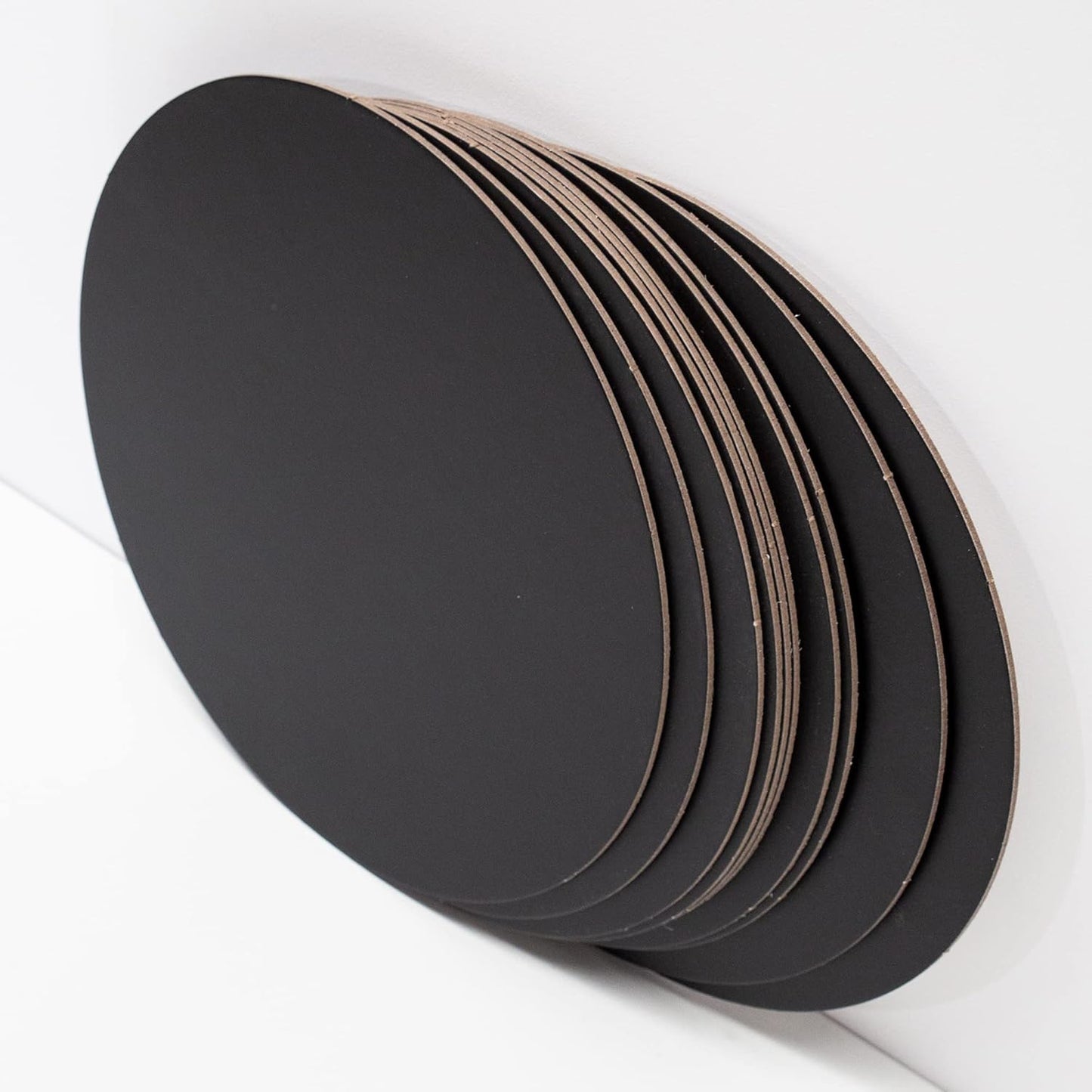 Deliciously Boxed 12-Inch Round Cake Boards Black Cardboard Base 50 Pieces DEMO