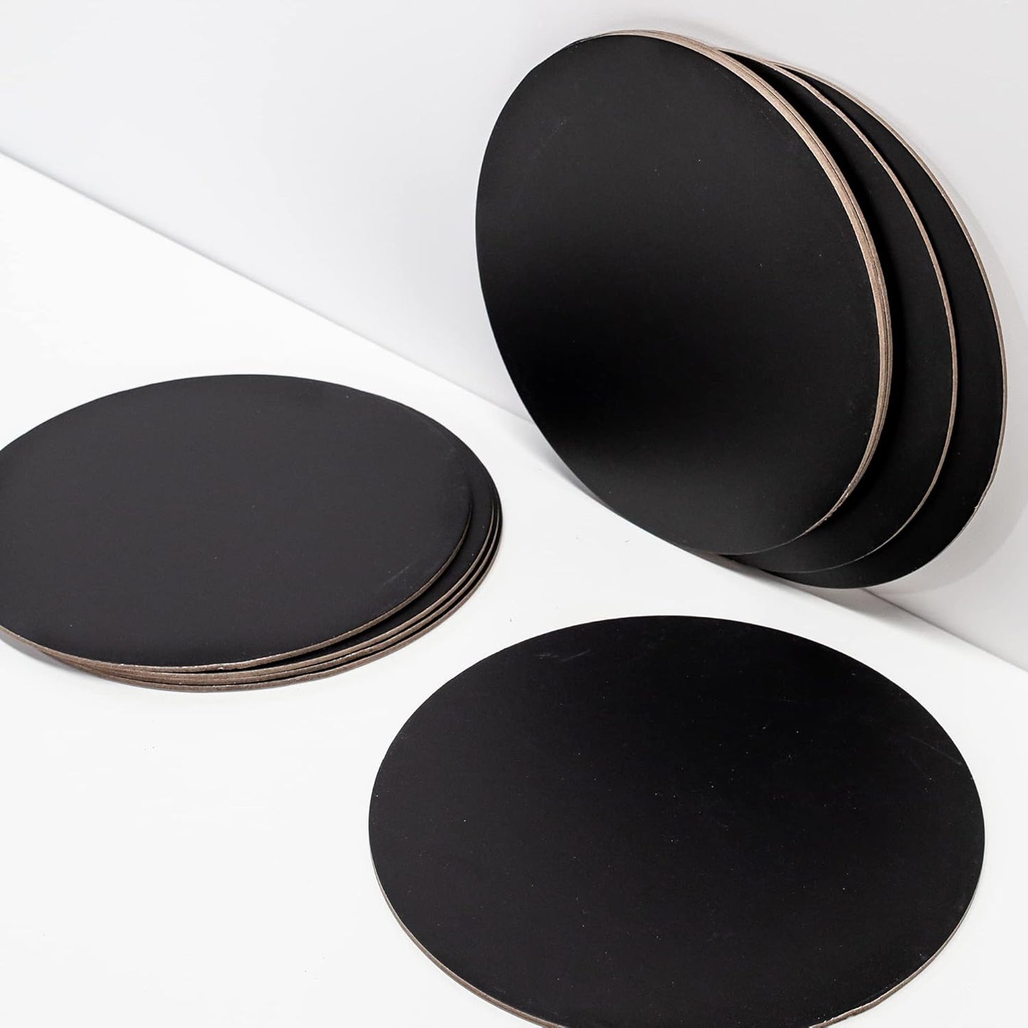 Deliciously Boxed 12-Inch Round Cake Boards Black Cardboard Base 50 Pieces DEMO