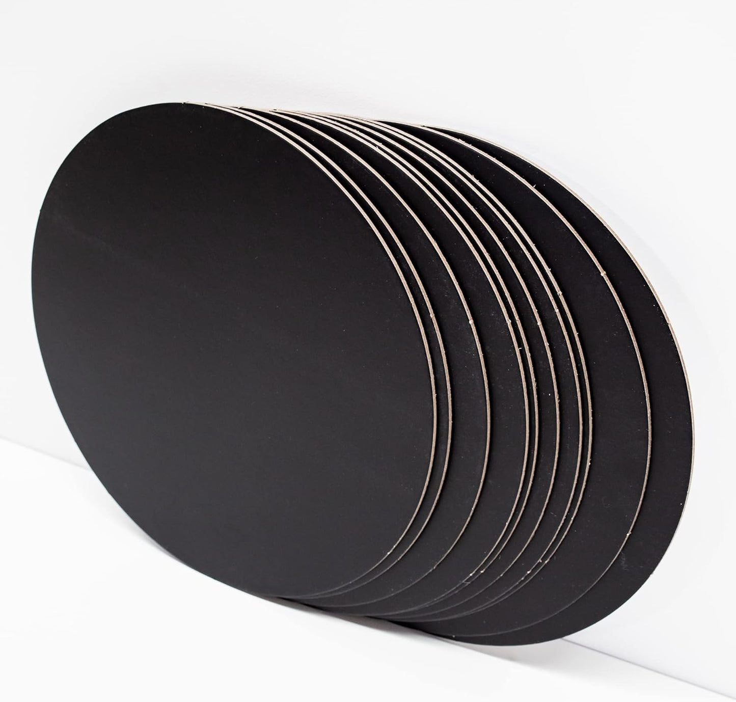Deliciously Boxed 12-Inch Round Cake Boards Black Cardboard Base 50 Pieces DEMO