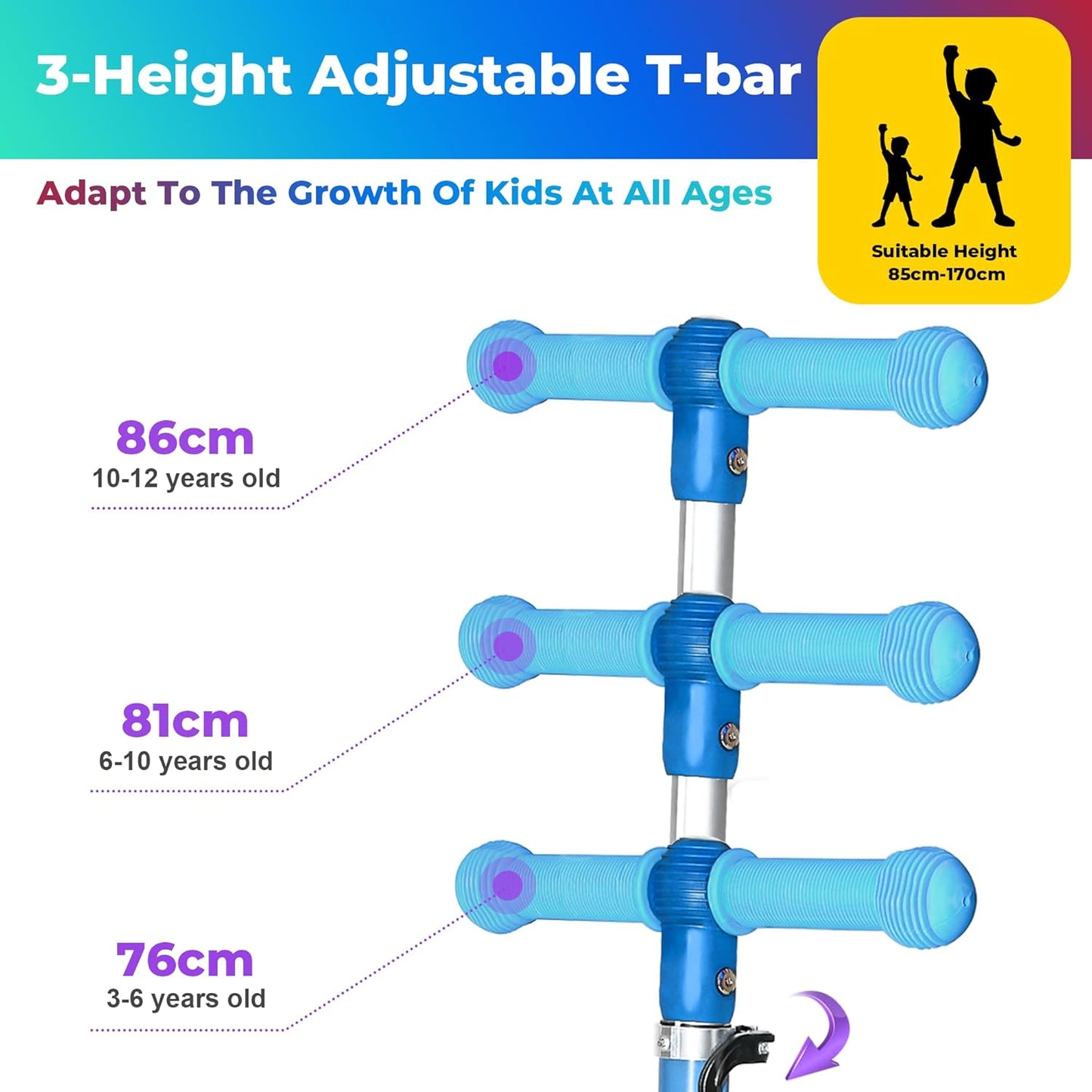 YULUOO 3 Scooters Wheel Light Up Scooter for Kids with LED Wheels, Blue DEMO
