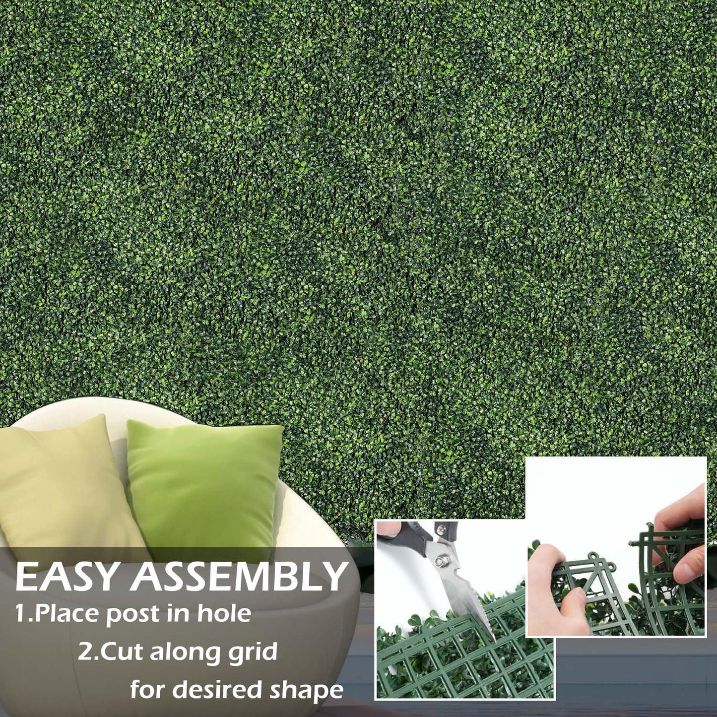 Dwellia Artificial Boxwood Faux Green Wall Panels Milan Grass 01 50x50cm DEMO