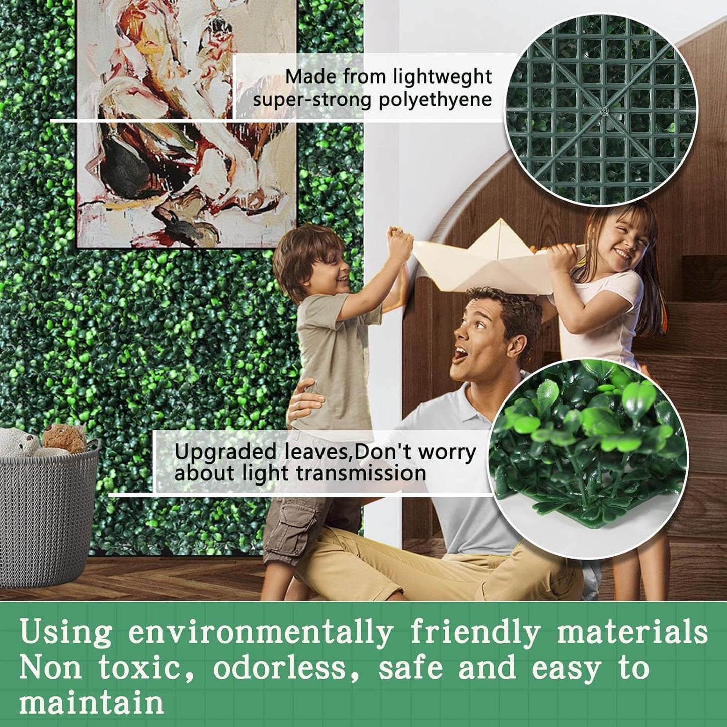 Dwellia Artificial Boxwood Faux Green Wall Panels Milan Grass 01 50x50cm DEMO