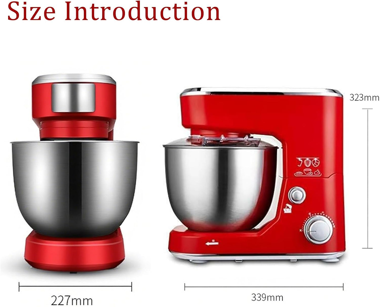 TVYTYAT 1200W 6-Speed Tilt Head Electric Food Stand Mixer, Bright Red, DEMO