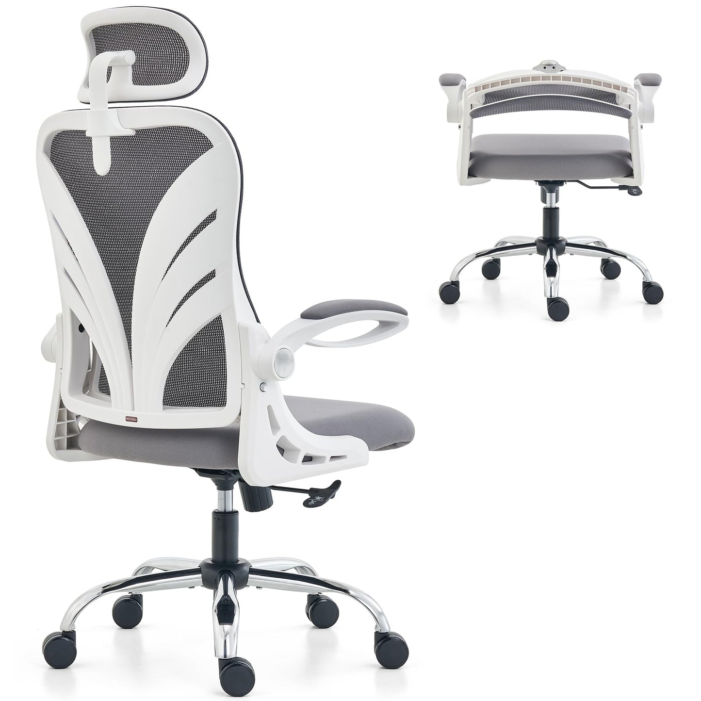 HOLLUDLE Ergonomic Desk Chair with Foldable Backrest White Size Breedte: DEMO