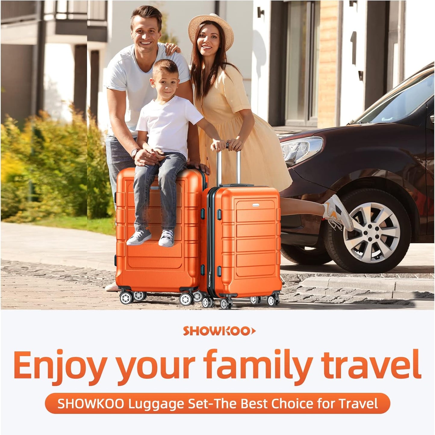 SHOWKOO Expandable Luggage Sets Durable ABS Suitcase Double Wheels Size DEMO