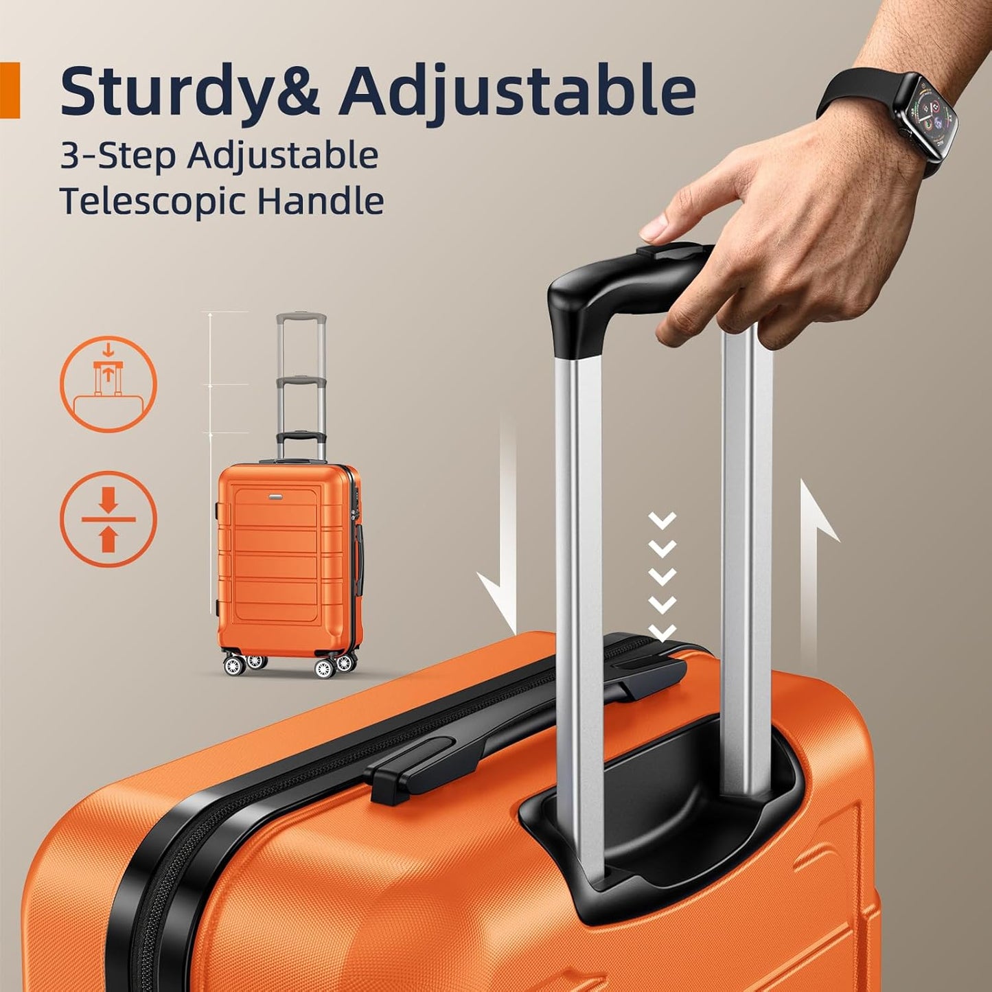 SHOWKOO Expandable Luggage Sets Durable ABS Suitcase Double Wheels Size DEMO