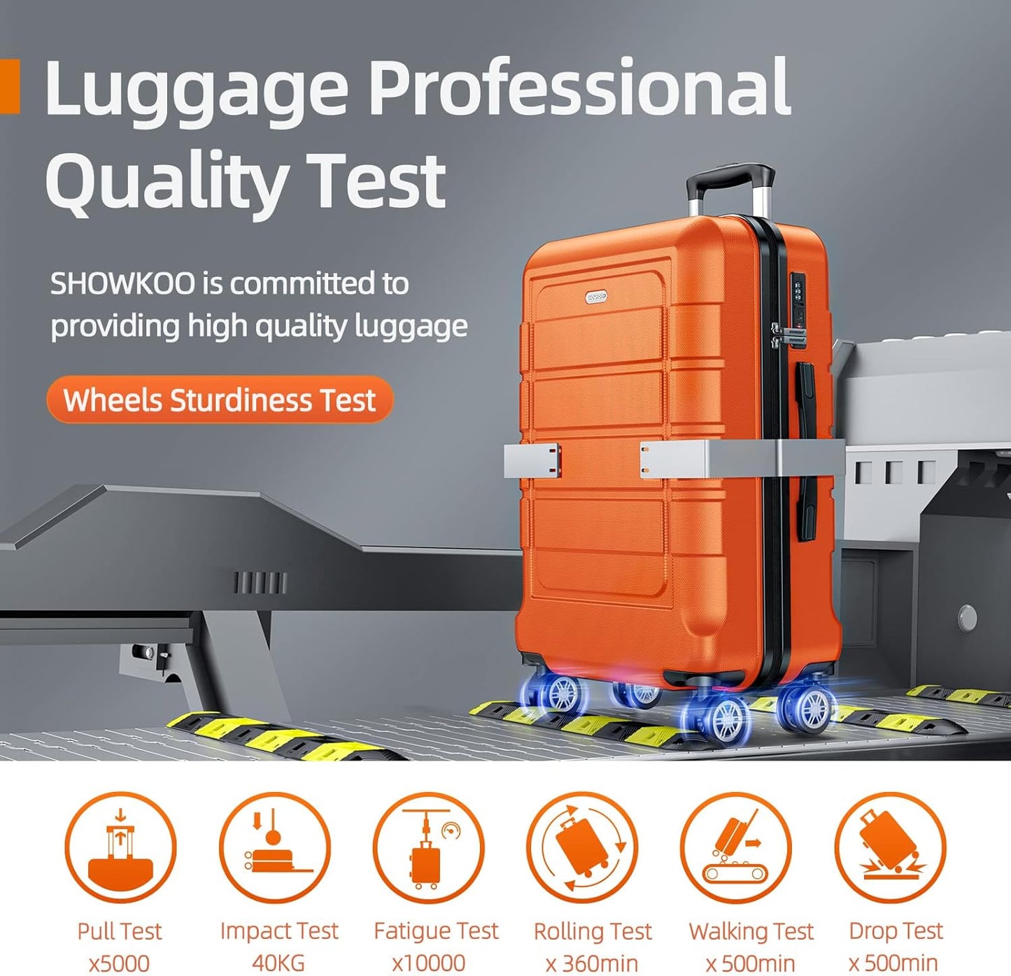 SHOWKOO Expandable Luggage Sets Durable ABS Suitcase Double Wheels Size DEMO