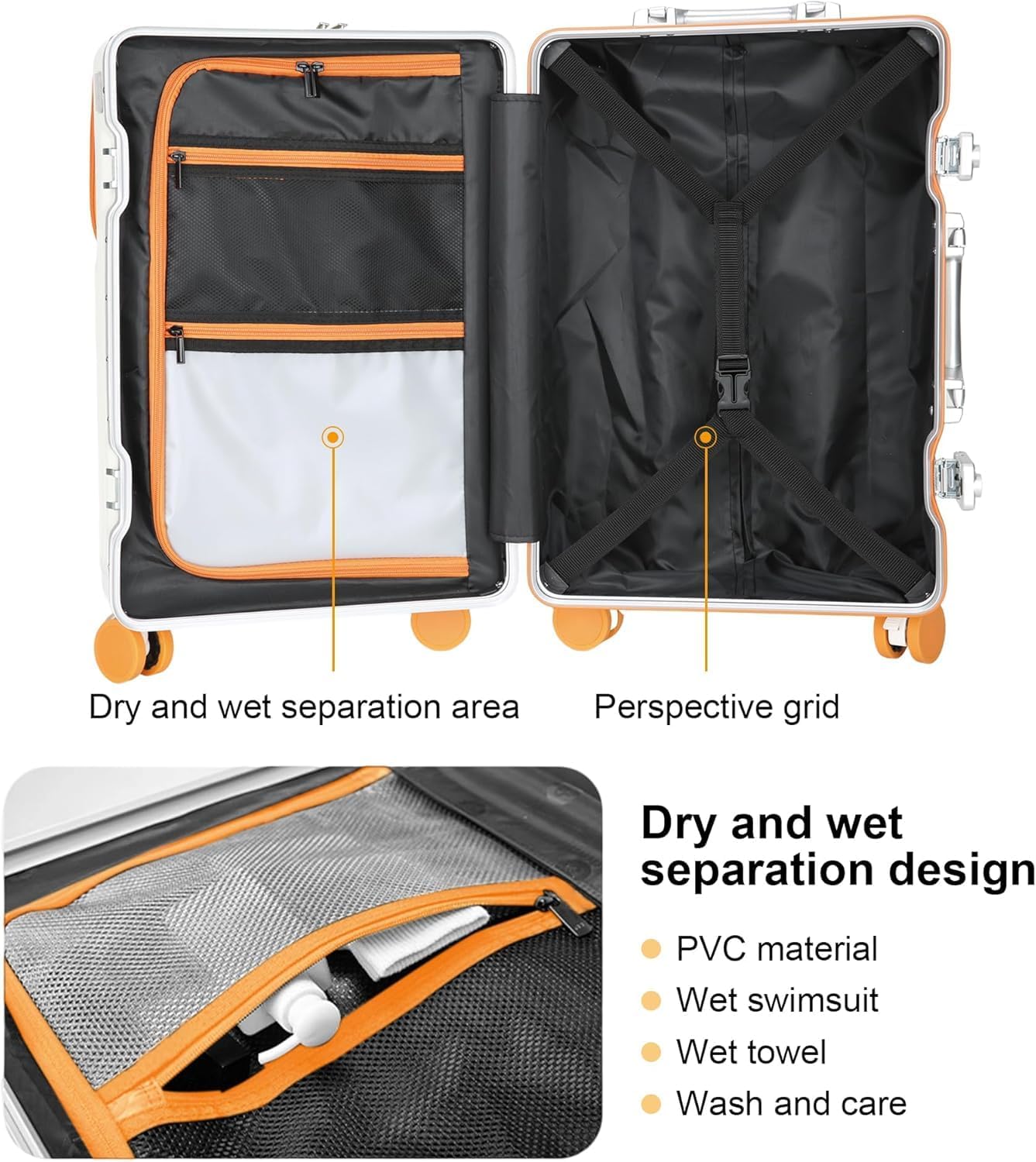 Frafuo Unisex Carry-Ons Carry-On Suitcase Hardshell Spinner Luggage with DEMO