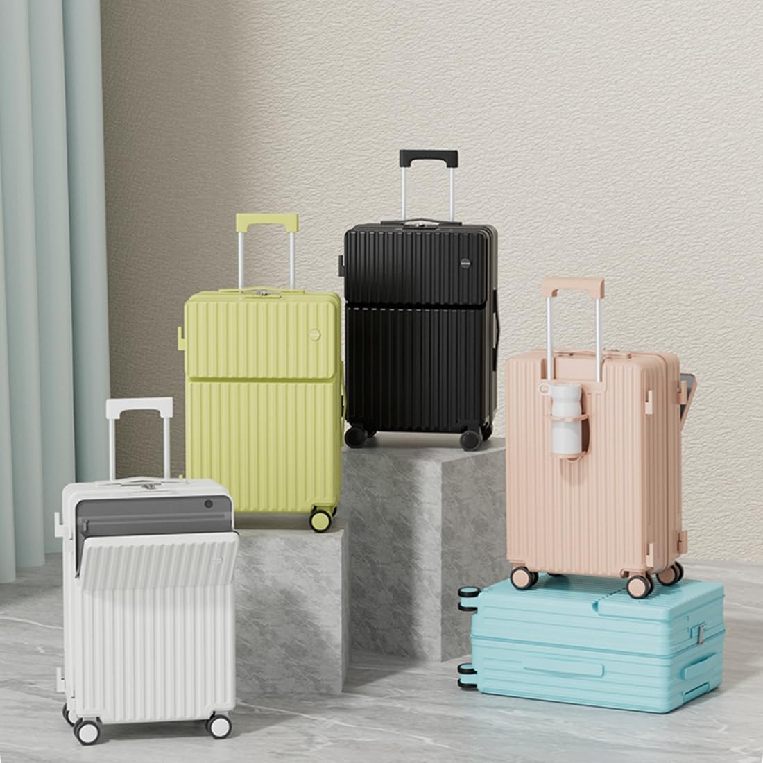 Frafuo Unisex Carry-Ons Carry-On Suitcase Hardshell Spinner Luggage with DEMO