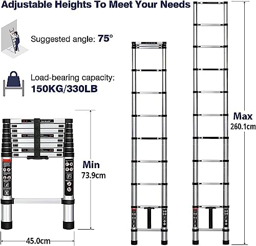 Koreal Telescoping Building Supplies Aluminum Folding Extension Ladder DEMO