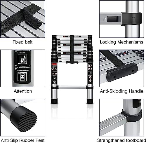 Koreal Telescoping Building Supplies Aluminum Folding Extension Ladder DEMO