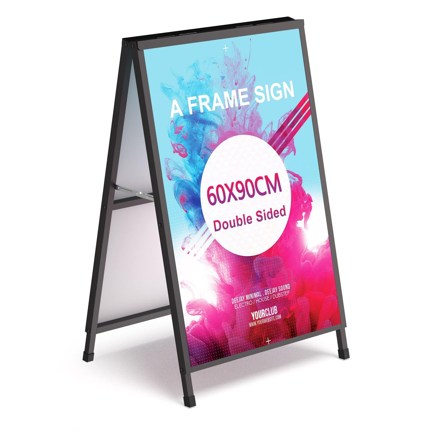 RYUUSEI Outdoor Sandwich Board Sign Holder, 60x90 CM Sidewalk Display, DEMO