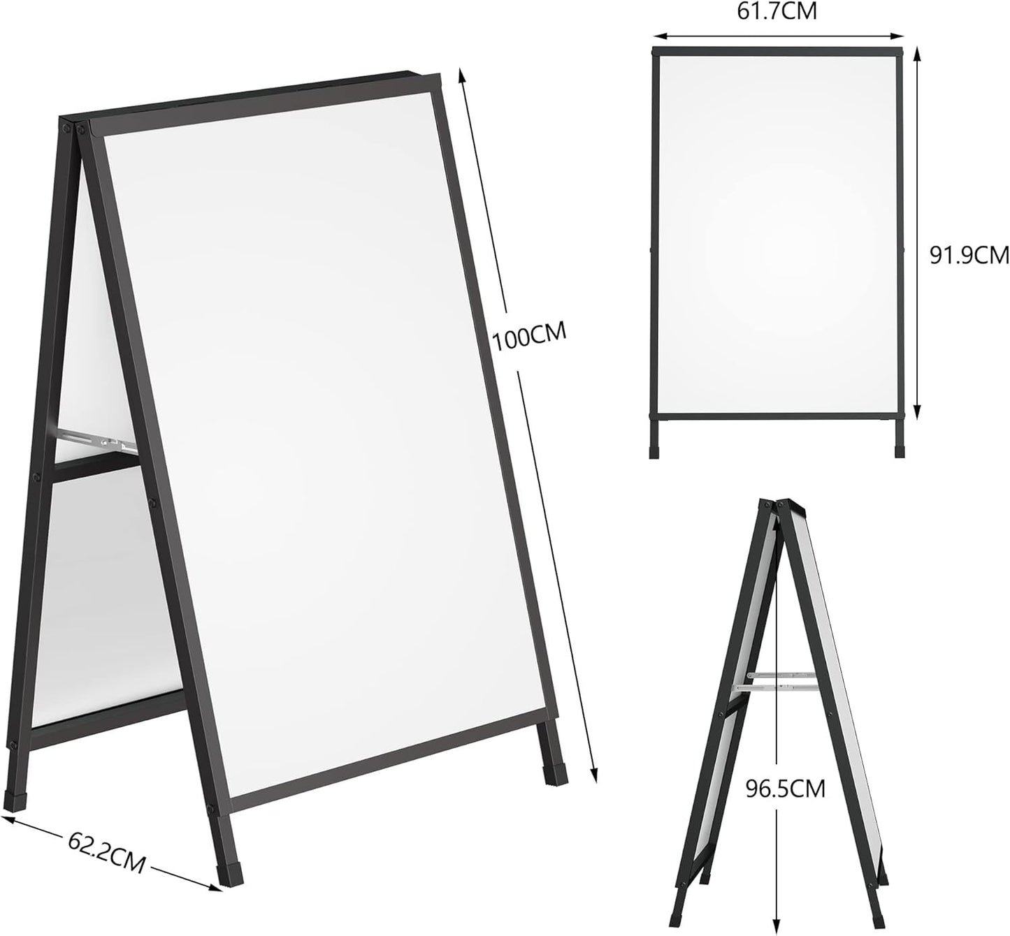 RYUUSEI Outdoor Sandwich Board Sign Holder, 60x90 CM Sidewalk Display, DEMO