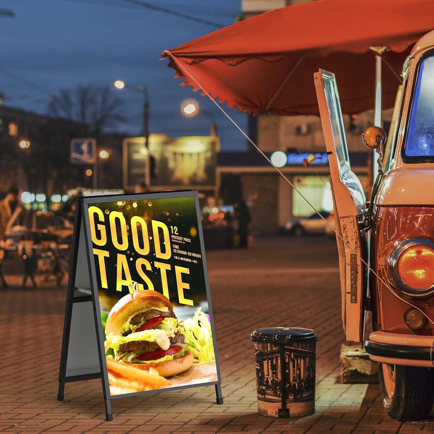 RYUUSEI Outdoor Sandwich Board Sign Holder, 60x90 CM Sidewalk Display, DEMO