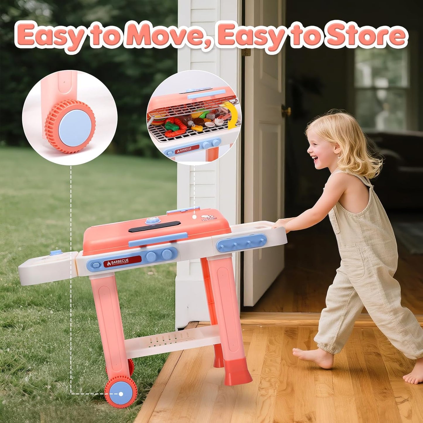 Cute Stone Kids Kitchen Playset Toy Grill with Color Changing Food Size 34 NEW