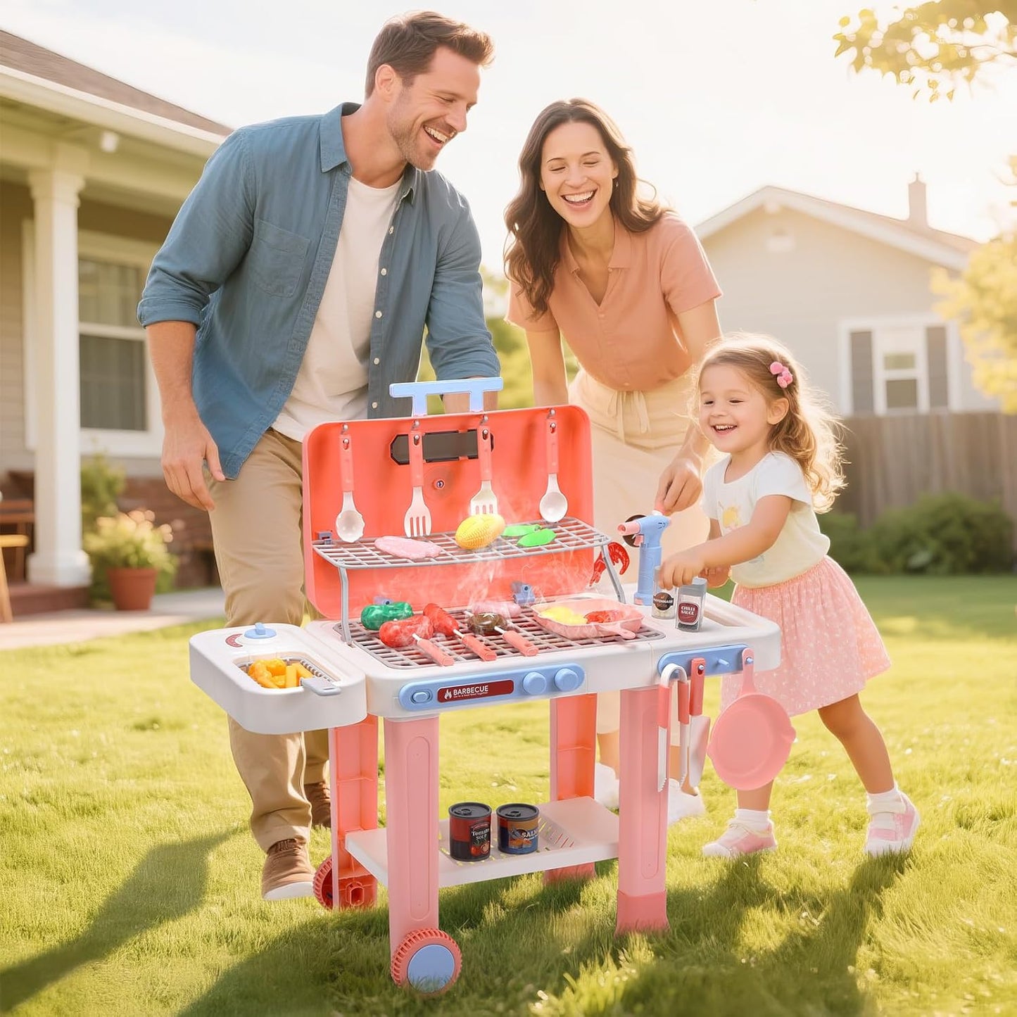 Cute Stone Kids Kitchen Playset Toy Grill with Color Changing Food Size 34 NEW