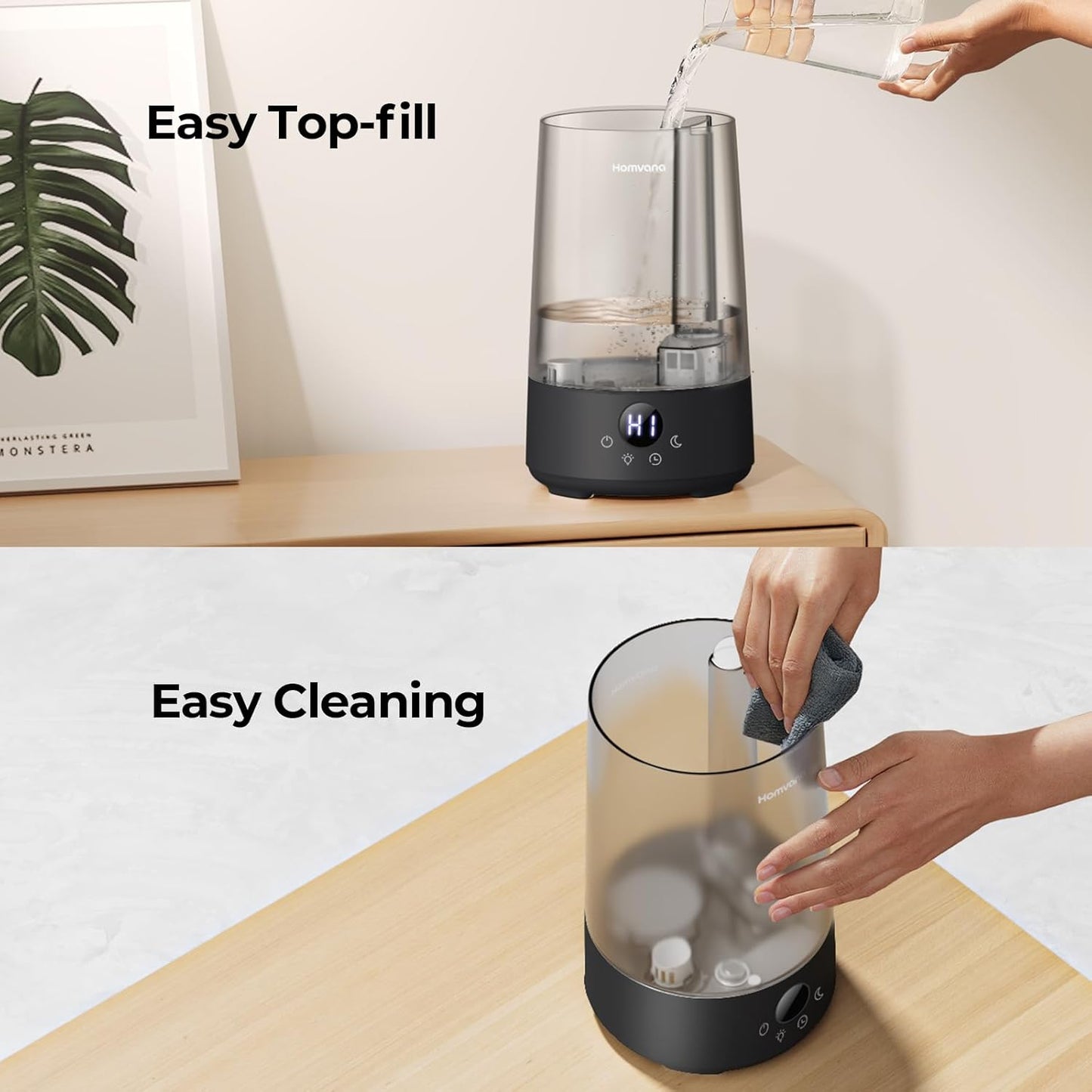 Homvana 3.6L Top-Fill Cool Mist Single Room Humidifier for Home, Grey NEW